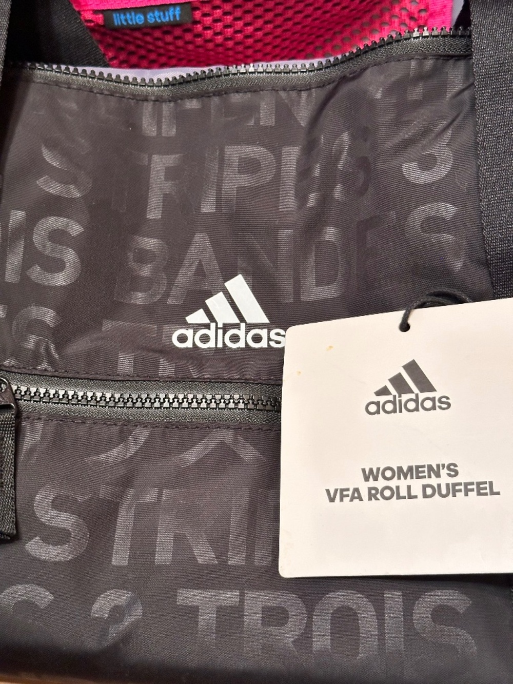 Adidas VFA Roll Duffel bag featuring a tonal, all-over graphic print and a promi